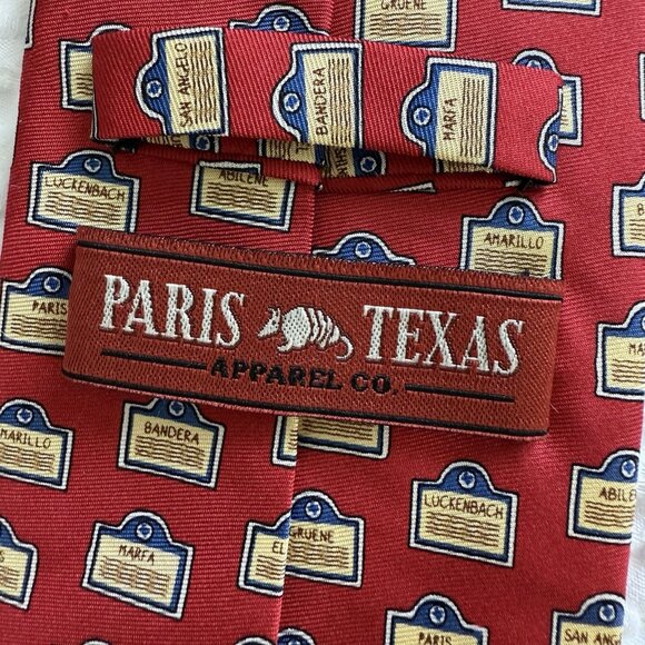 Retro Texas Towns Tie Mens Historical Nostalgia Travel Country Paris - Picture 4 of 4